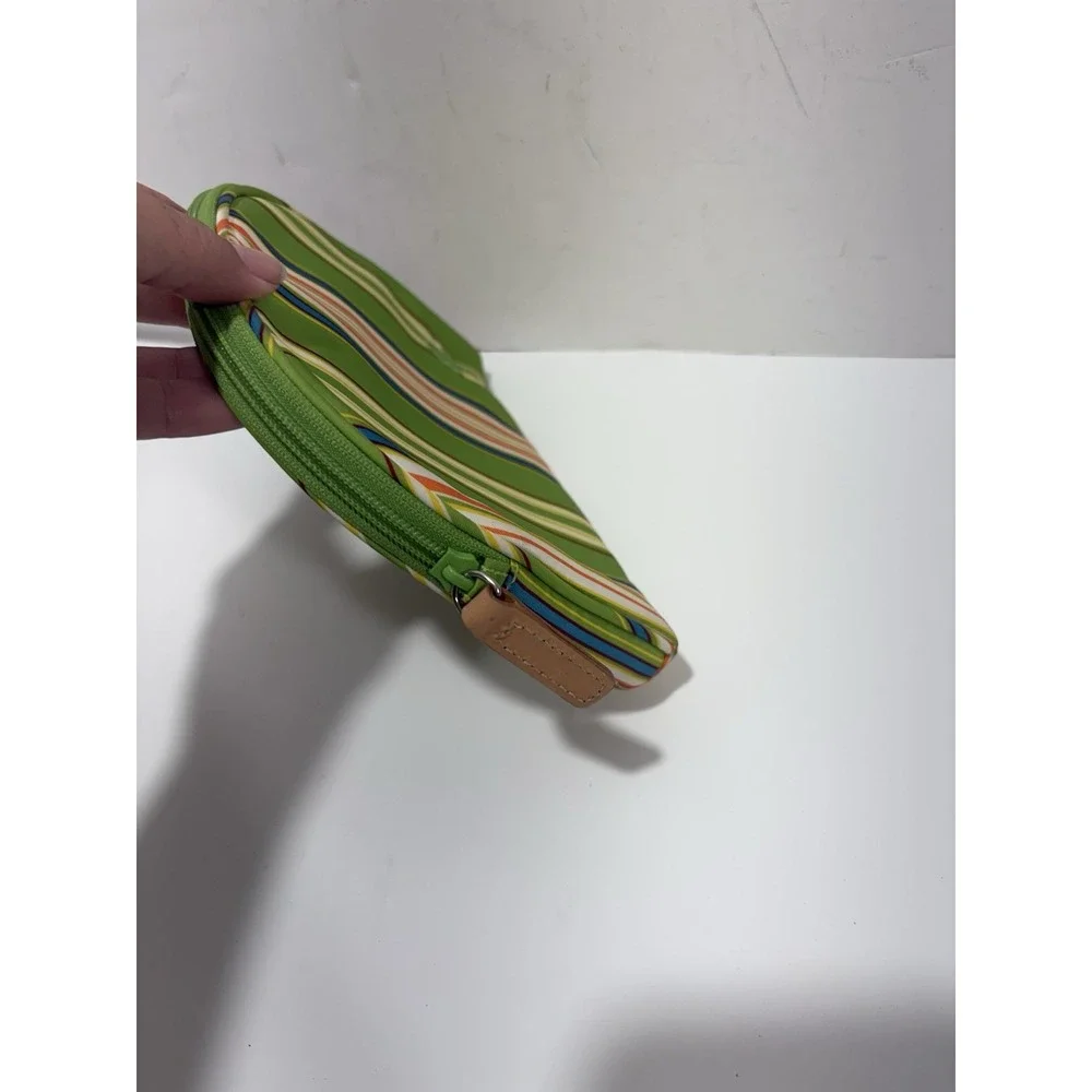 Lauren Ralph Lauren Zippered Makeup Bag Cosmetic Clutch Green Yellow Striped